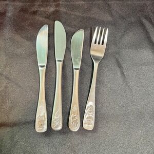 Vintage‎ WMF & Nirosta Rostfrei Germany Children's Flatware Lot  Bunny Elf Cat
